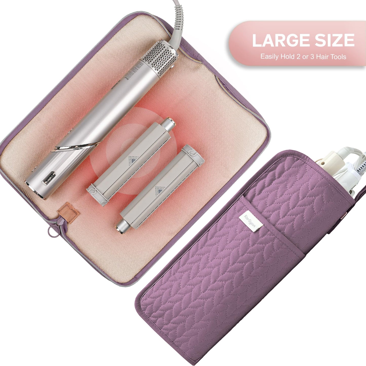 KarSyon Hot Tools Organizer Heat Resistant Mat Case Hair Tools Holder Travel Bag Portable Hair Styling Tools Cover Pouch for Curling Iron,Flat Iron,Hair Straightener (Purple)