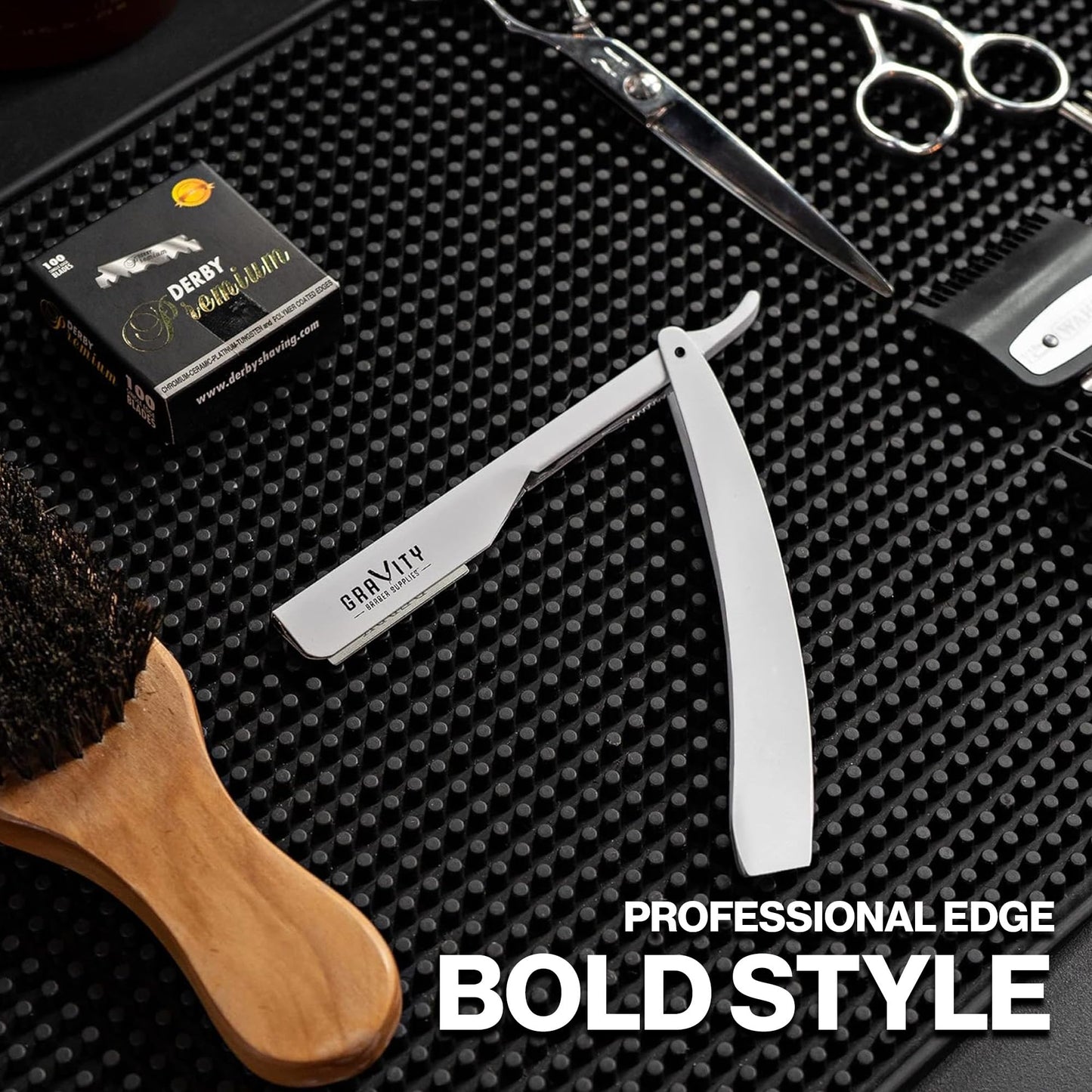Gravity Razors Professional Straight Razor - Ultra Exposed Straight Razor Kit with 10 Gravity Premium Blades, 2mm Exposed (Apollo13)