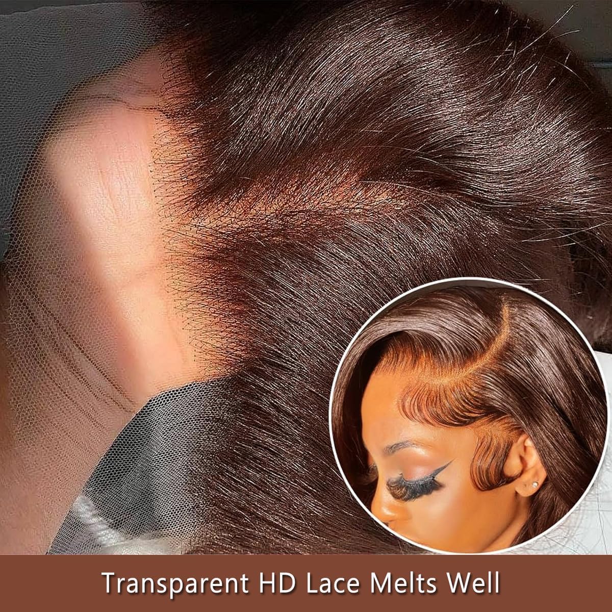 FKFO 200% Density Chocolate Brown Human Hair Wigs 13x4 Body Wave Lace Front Wig Pre Plucked Chestnut Brown Colored Human Hair Wigs For Women HD Transparent Lace Front Wig 24 Inch
