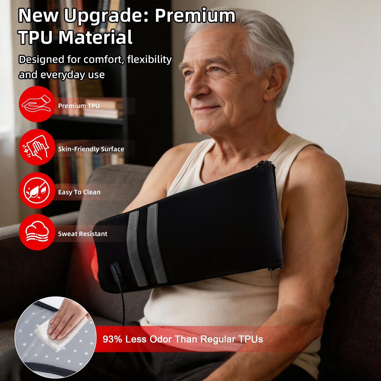 Red Light Therapy for Hands, 150 LEDs, 17"×4", 660nm Red Light & 850nm Near Infrared Light Therapy Device, Full Body Use for Back, Shoulder, Hand & Elbow Joint Muscle Support, Adjustable Modes