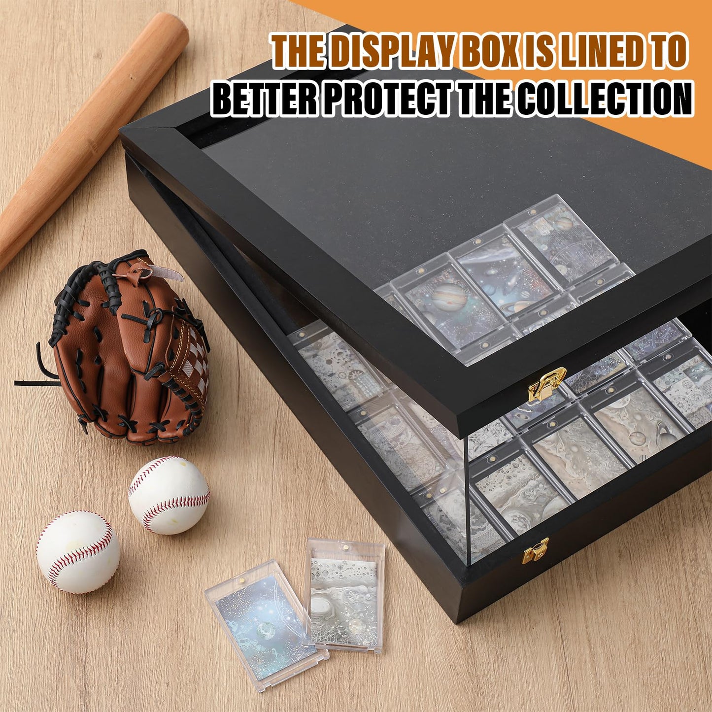 Memorywuu Trade Show Display Case, 36" x 24" Wooden Frame Card Display Case Clear Acrylic Showcase with Locks for Jewelry Craft Collector Pastry Shows(Black)