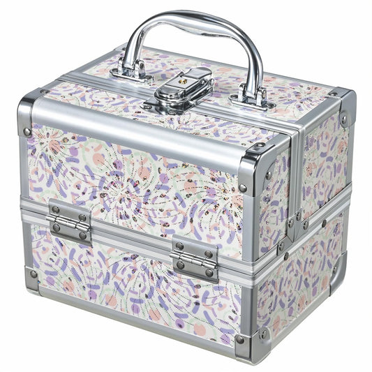 Joligrace Makeup Case for Girls Cosmetic Train Case Makeup Storage Box Jewelry Organizer Hair Accessories Lockable with Trays & Mirror Purple