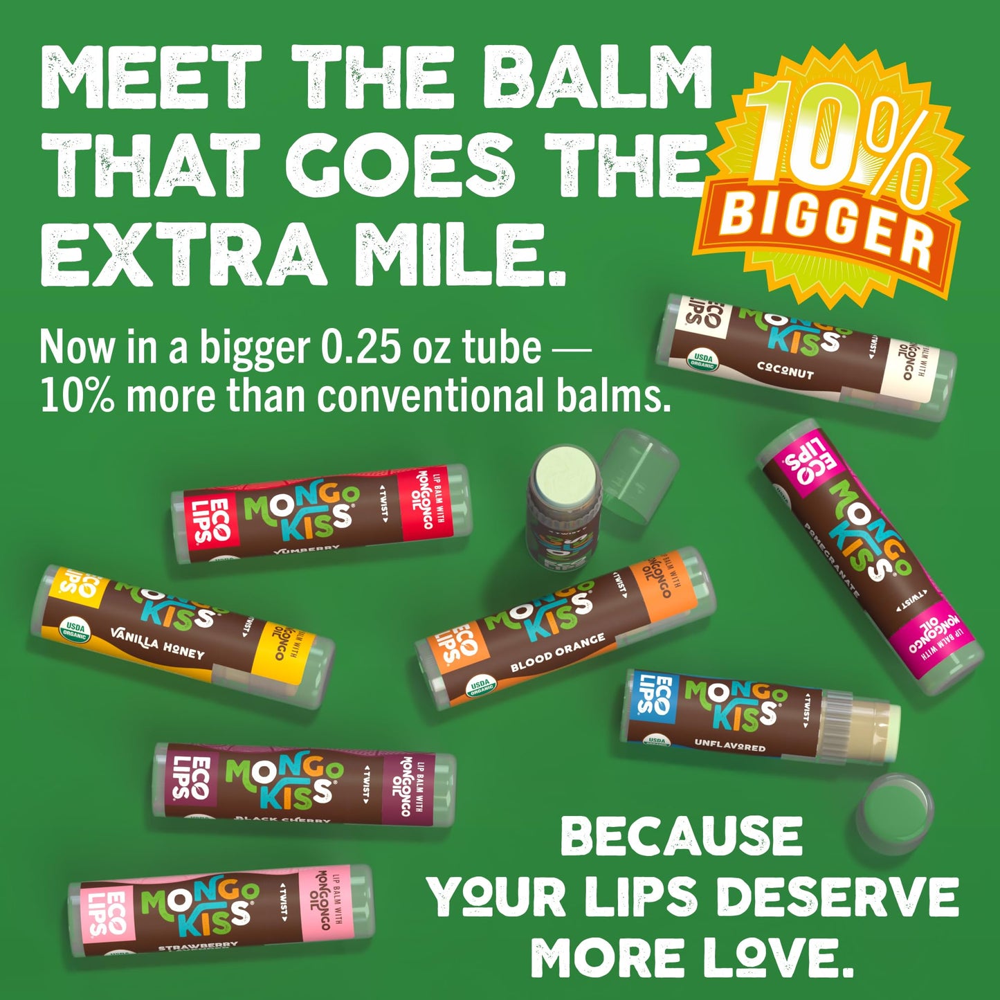 USDA Organic Mongo Kiss Lip Balm, Vanilla Honey 6 pack