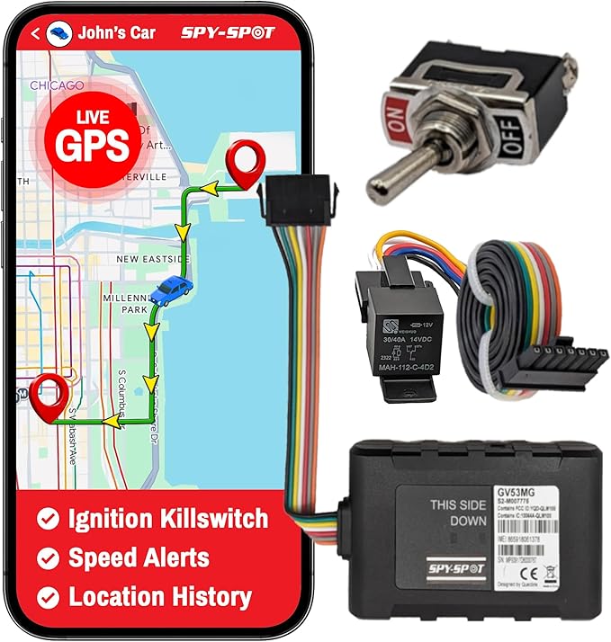 Spy Spot GV53MG Hardwire 4G GPS Tracker with Kill Switch, Starter Disable GPS Tracking, Rental Car Companies, Turo, Fleets Battery Operated