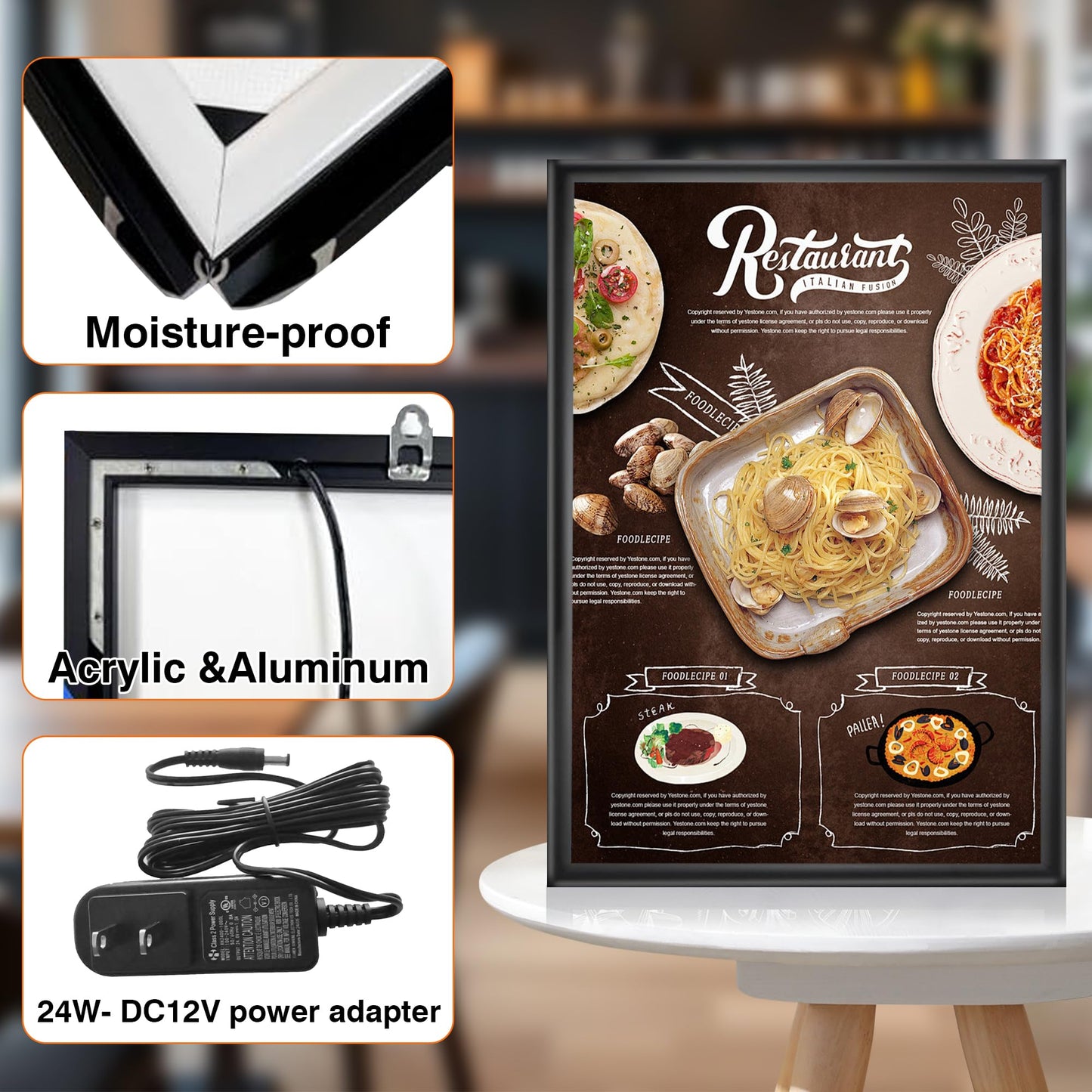 LED Backlit Picture Frame 16" x 24" Movie Poster Frames - Aluminum Snap LED Light Box for Advertising&Home Decoration&Acrylic Art ~ Backlit Poster Frame Wall Mounted (Black)