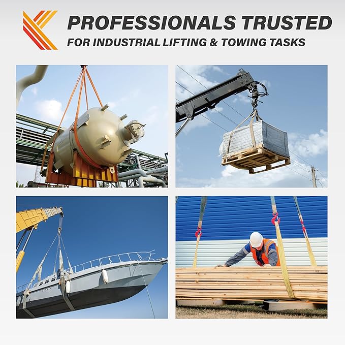 2-Ply Lifting Straps 1”x 20ft Webbing Sling Tree Saver 2Pack Heavy Duty Web Strap Rigging Moving Towing Hoisting Gear KODIAK STRAPS
