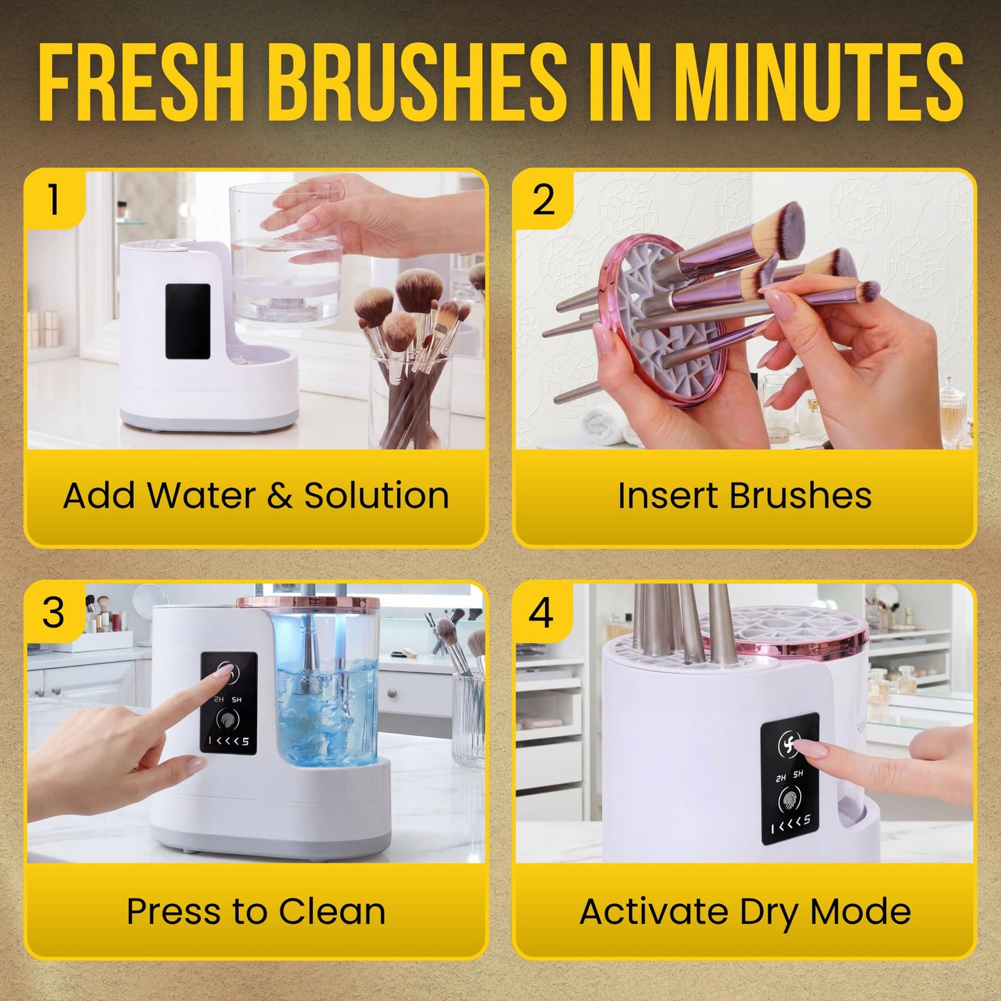 Electric Makeup Brush Cleaner & Dryer Machine – Automatic Deep Cleaning & Smart Drying, Portable One-Button Makeup Brush Cleaner for All Brush Sizes, Gift for Makeup Lovers