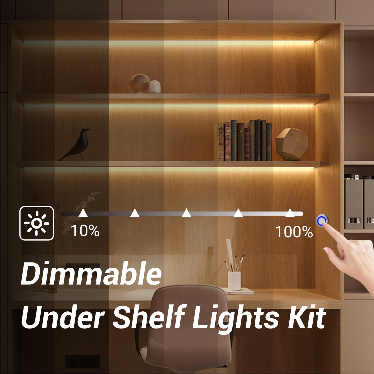 HAMRVL LED Shelf Lights, 12V COB LED Strip Lights 32.8ft (2 Roll of 16.4ft), Dimmable Cuttable Warm White 3000K Shelf Lighting LED Lights for Shelves, Display Cases, Bookshelves, Kitchen Cabinets