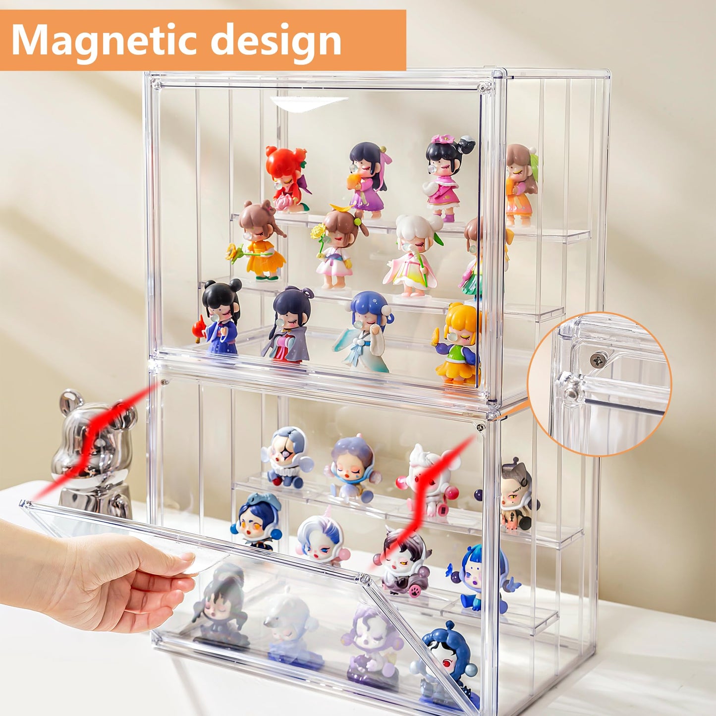 Attelite Acrylic Display Case for Collectibles 3-Tier Adjustable 2Pack