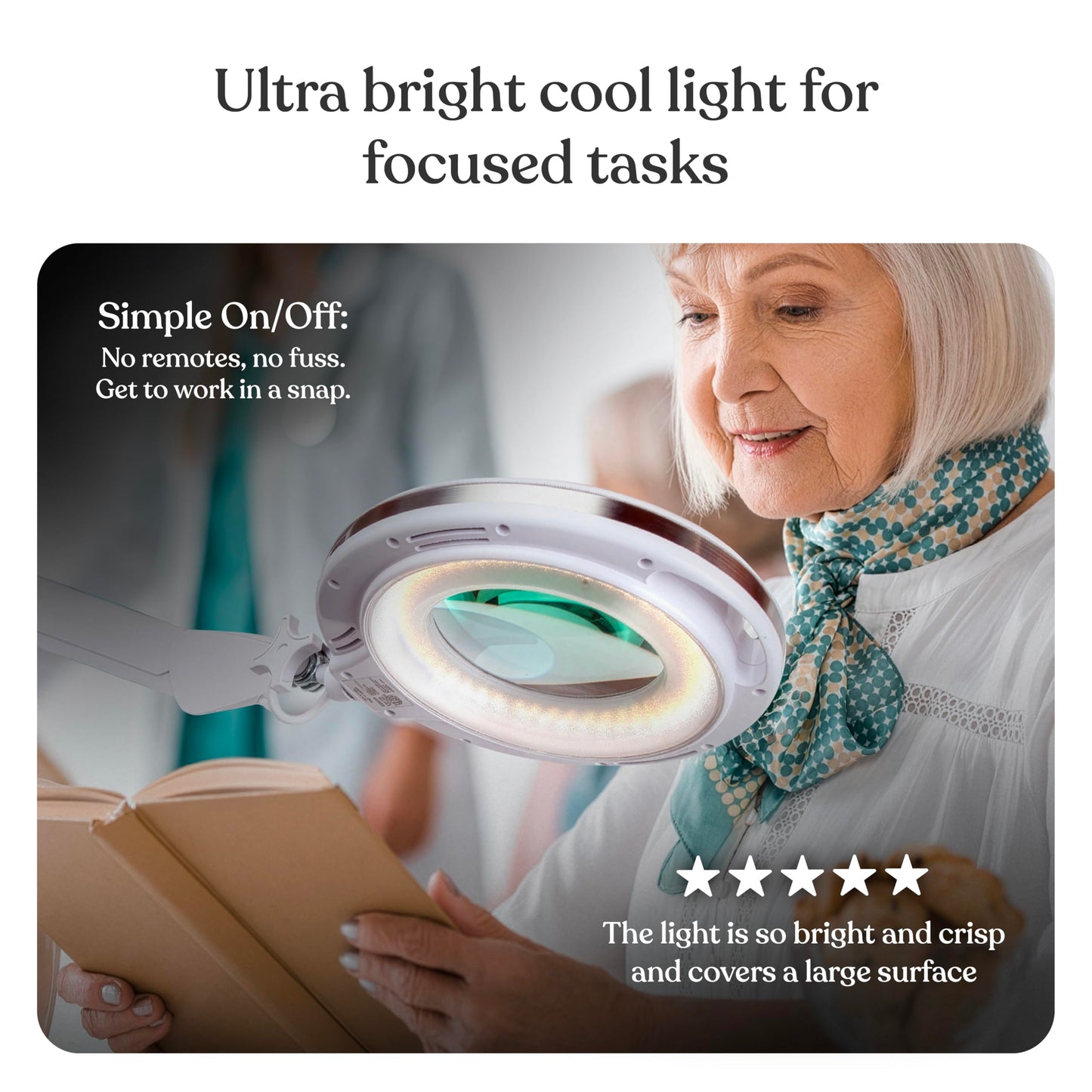 Brightech LightView Pro 2 in 1 Magnifying Floor Lamp & Table Lamp - Hands Free Magnifier with Bright LED Light for Reading - Work light With Adjustable Arms - Standing Mag Lamp