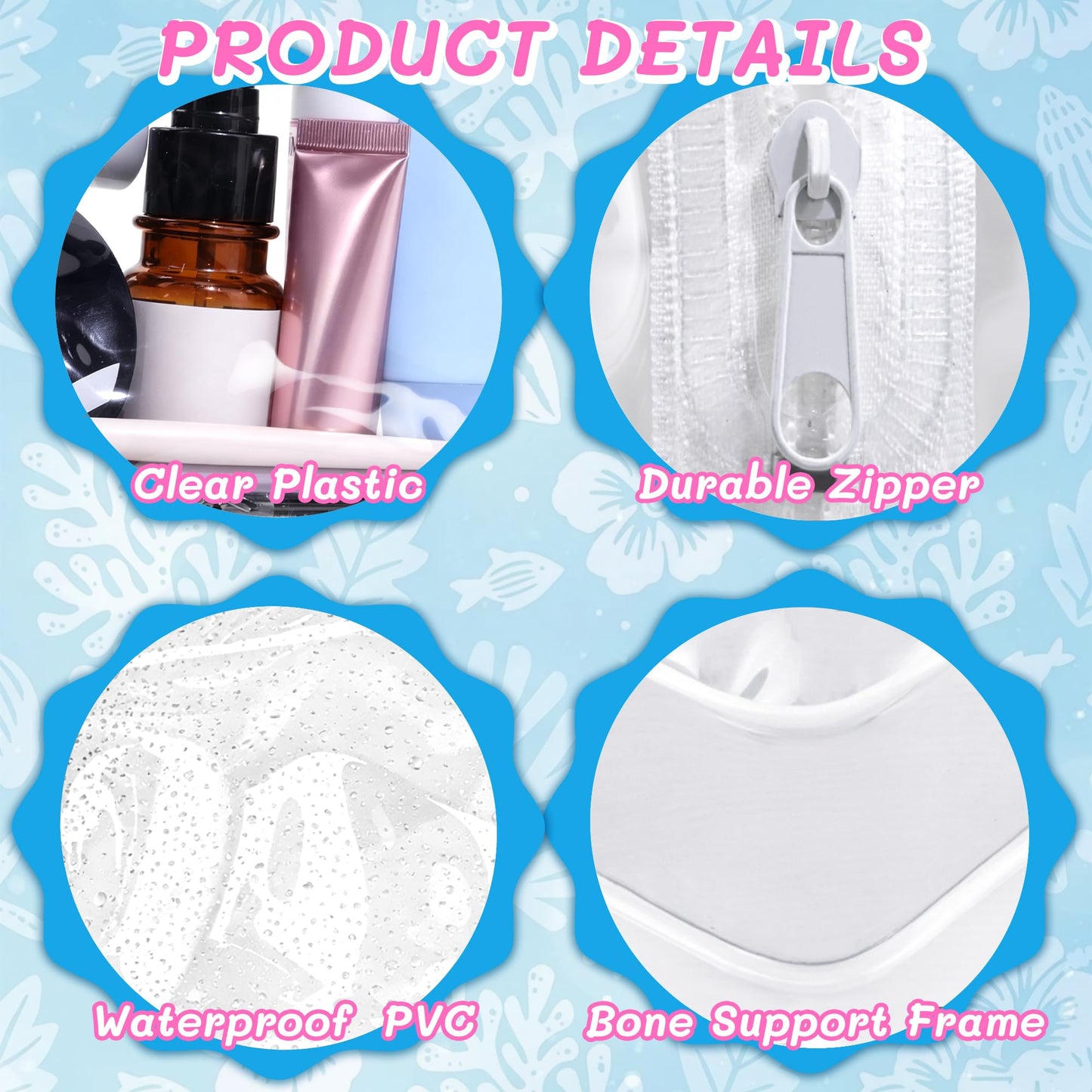 Eilyliafe 12 Pieces Clear Makeup Bags Bulk, PVC Waterproof Cosmetic Bag with Zipper, TSA Approved Toiletry Bag for Travel, Transparent Pouches Organizer Storage for Men and Women (White, Medium)