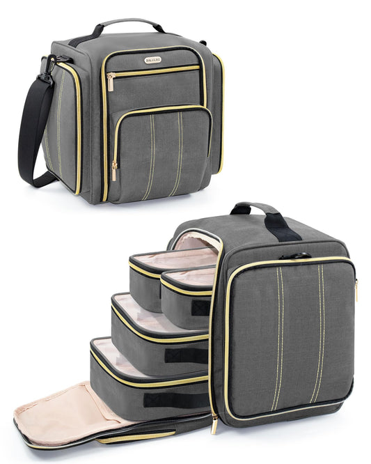 BALULHG Large Travel Makeup Bag - Cosmetic Organizer with 4 Removable transparent Inner Pockets, Multi-functional Toiletry Bag for Accessories & Brushes, Women's Beauty Case,Patent Pending