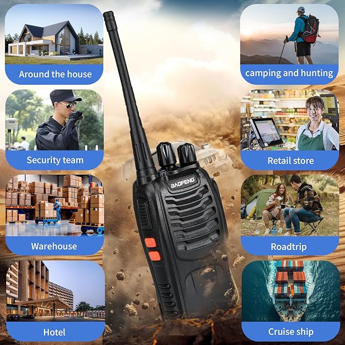 BAOFENG 888S walkie talkies for Adults walkie talkies for Adults 16 Channel Professional Radio Handheld （2PC） (Eggplant)