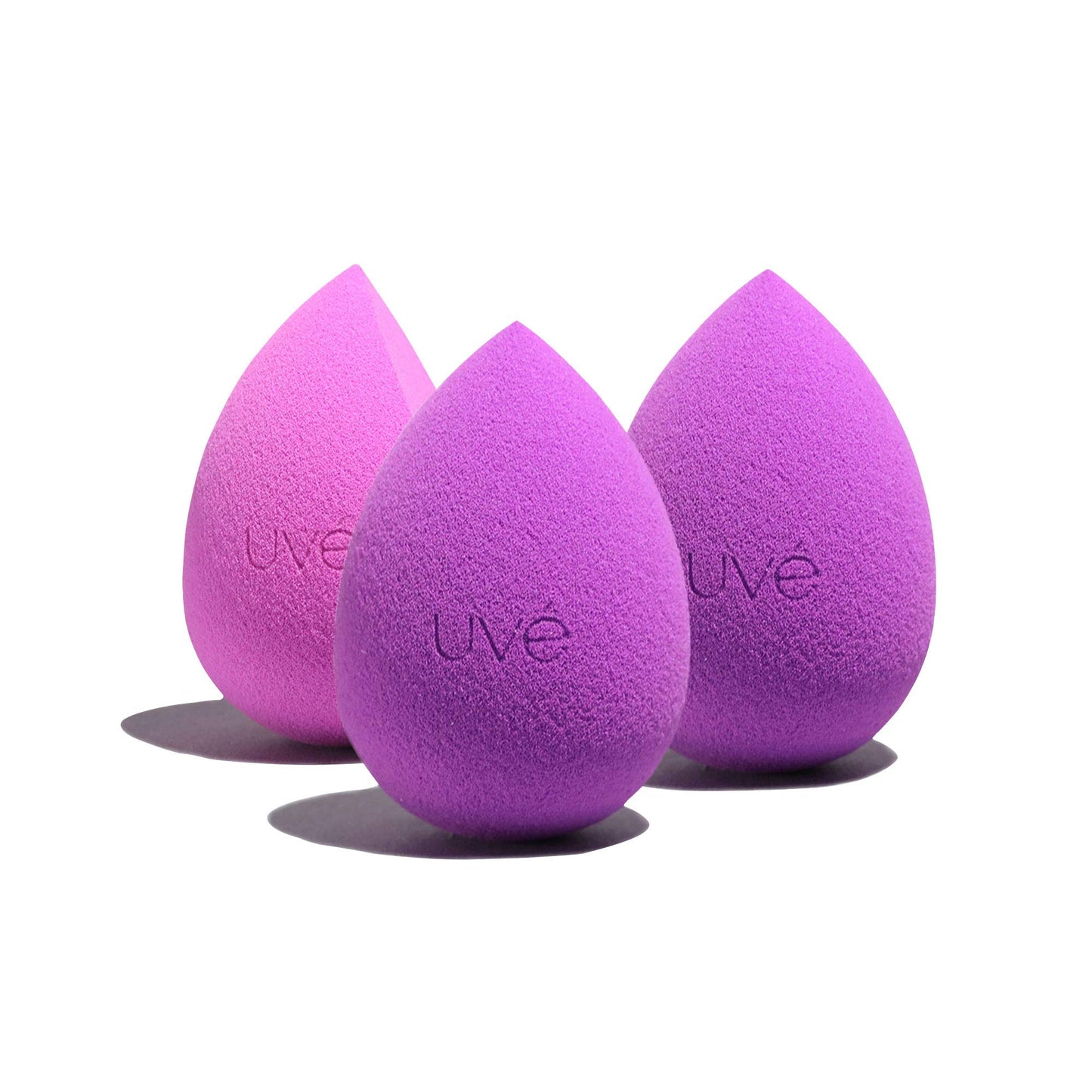UVé Makeup Sponge Set, Professional Blender with Super-Soft Latex-Free Foam for Liquid, Cream & Powder Foundation, Vegan, Cruelty-Free, Pack of 3 (1 Helio, 2 Violet)