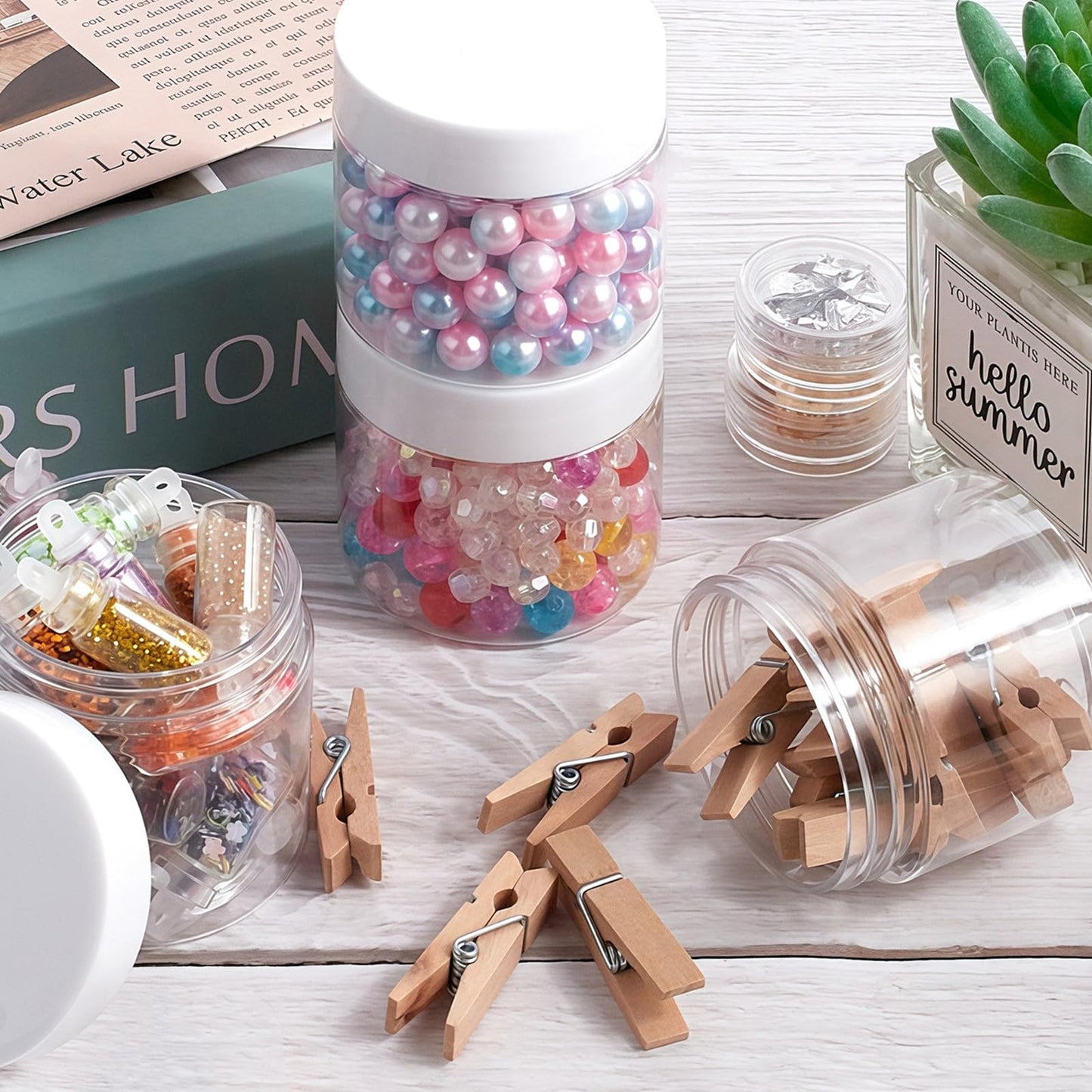 48 Pack 2 Oz Plastic Jars with White Lids, 2oz Small Plastic Containers with Lids for Cosmetic Makeup Beauty Products, Slime, Sample, Travel, BPA Free | Wide Mouth | Refillable