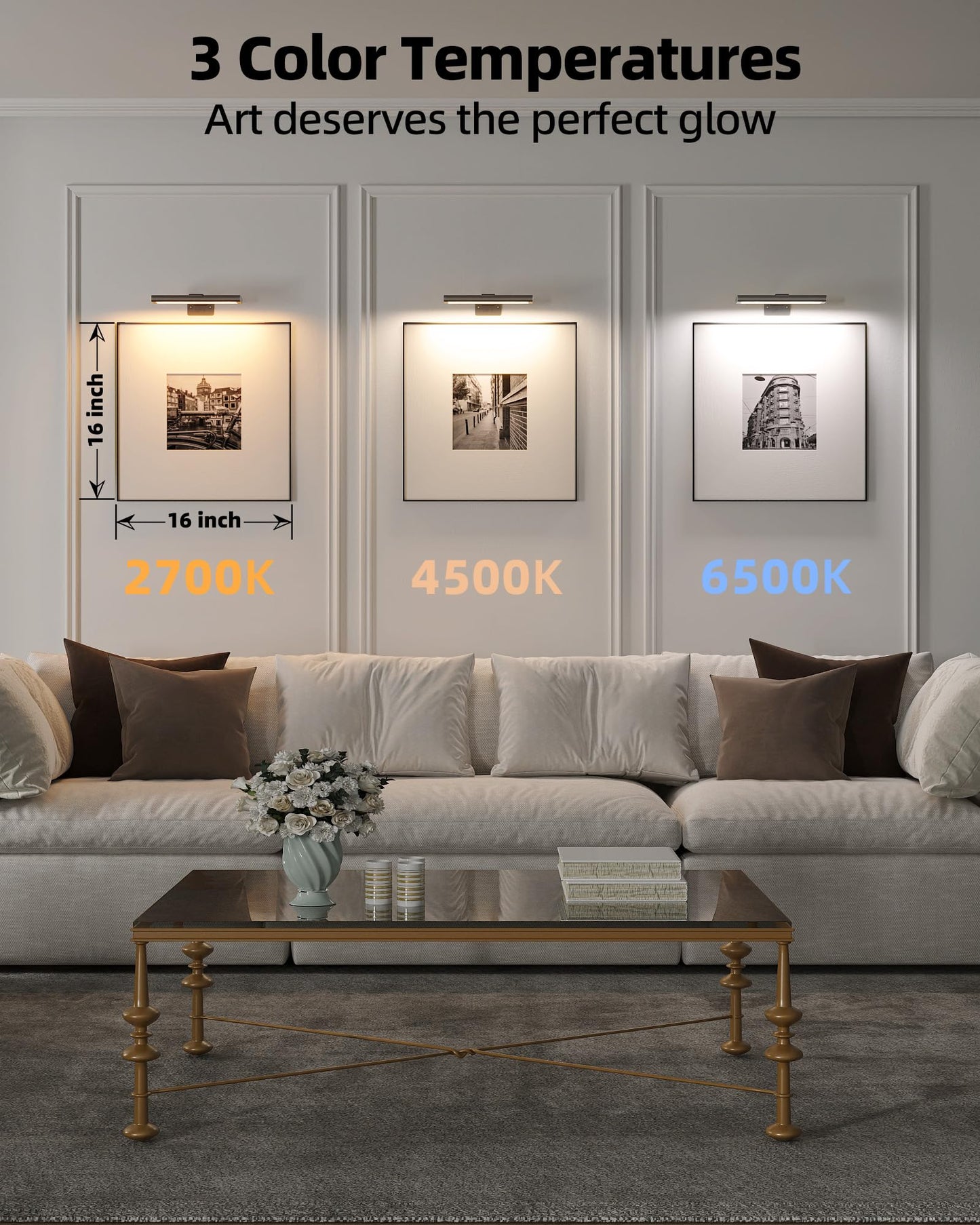 EZVALO Picture Light for Wall, Rechargeable 2400mAh Lights Wireless with IR Remote, 3 Color & Dimmable Magnetic 7.87'' LED Lights Display for Painting, Living Room, Gallery, Bedroom Art(Black-2P)