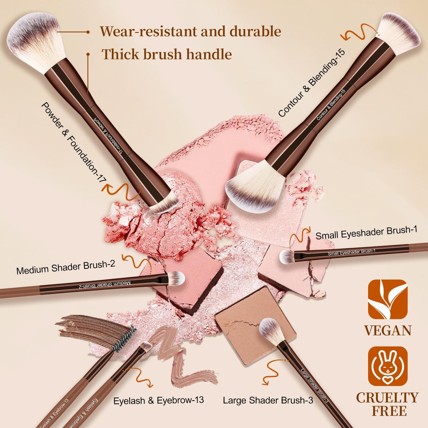 Professional Makeup Brush Set with Travel Case – 44Pcs Multi-Functional Face Makeup Tool Kit Includes Kabuki, Eyeshadow, Concealer, Blush, Bronzer, Foundation Brushes, Powder Puff & Makeup Sponge