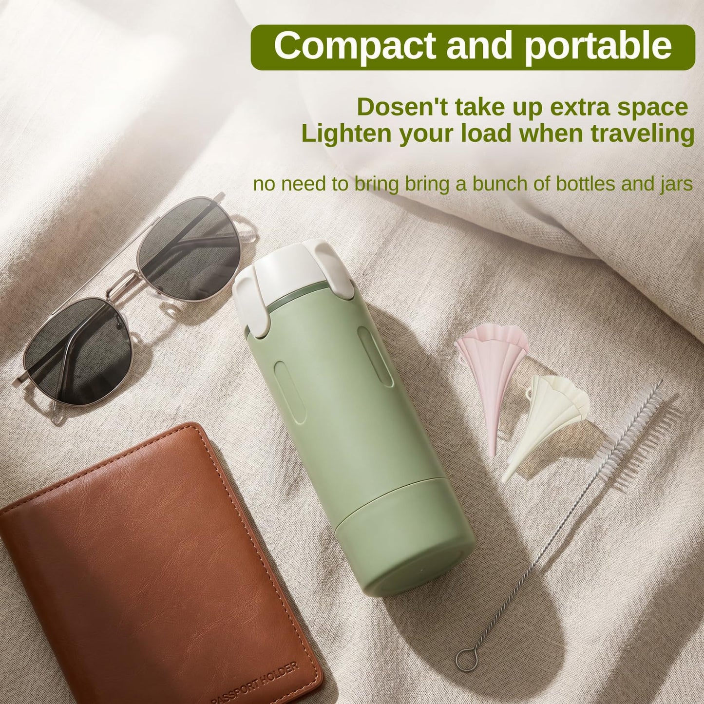 4 in 1 Travel Dispenser,Travel Shampoo and Conditioner Bottles,Refillable Leak Proof Containers Toiletries for Business Travel and Vacation 120ML (Green 1)
