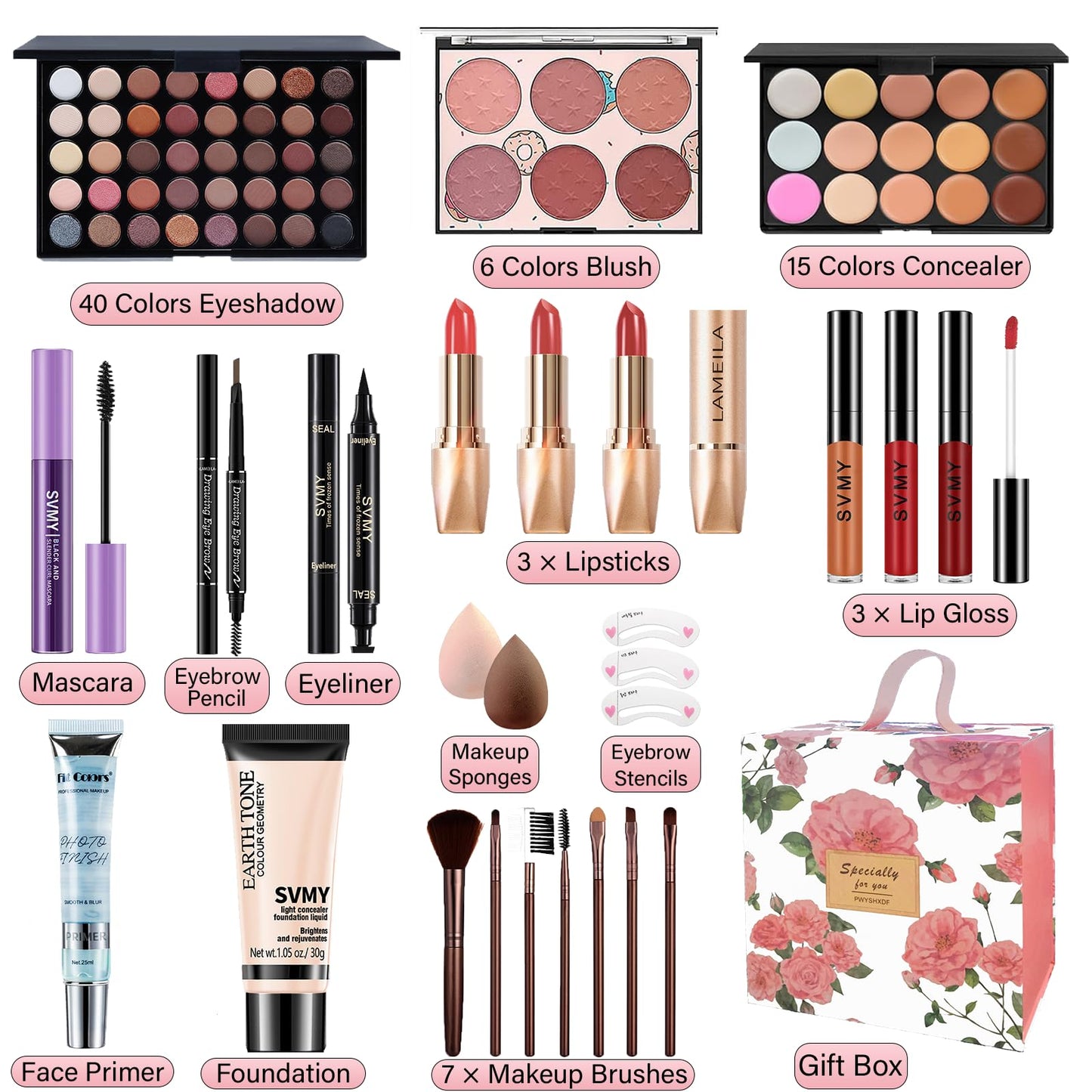 Makeup Set for Women, Makeup Kit for Beginners Teen Girls, Makeup Gift Set for Teens, Makeup Kit for Girls, Eyeshadow Palette, Lip Gloss, Face & Eye Make up