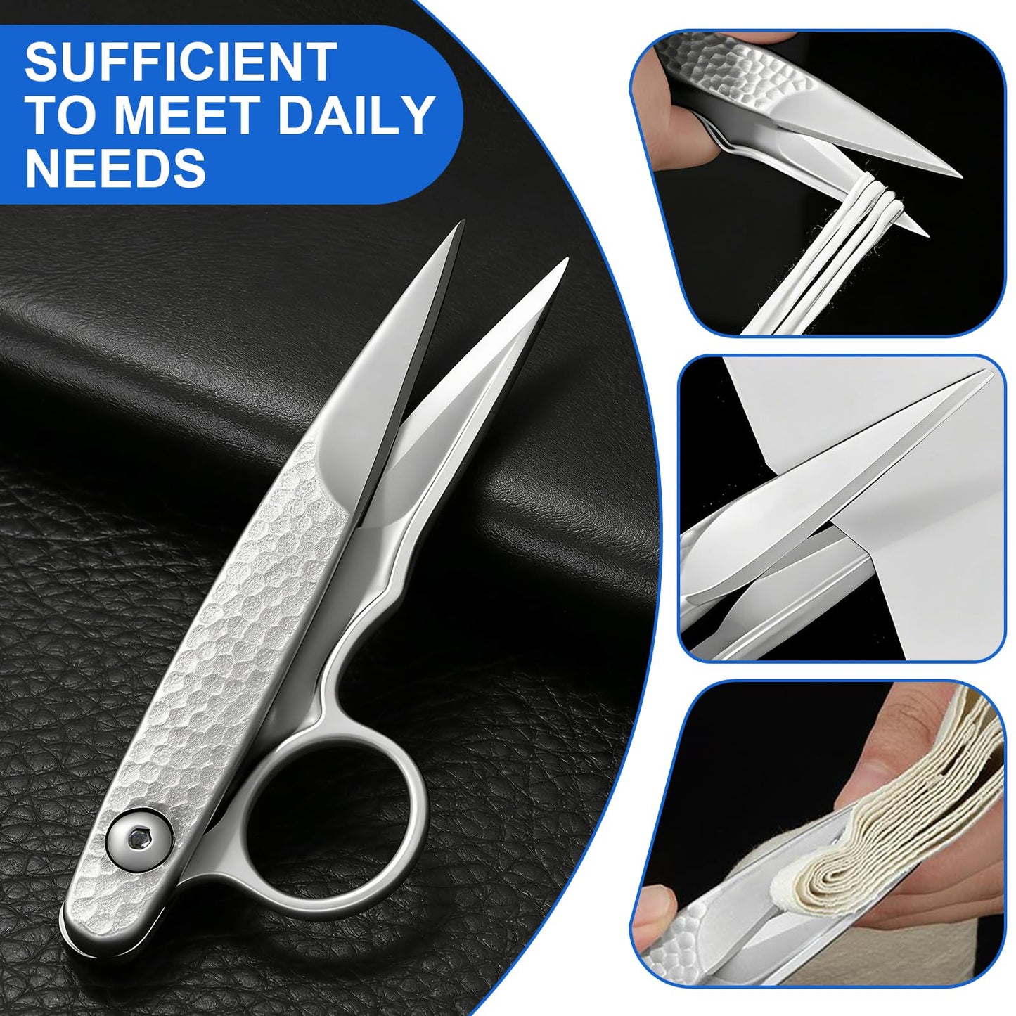Upgrade Sewing Scissors, Stainless Steel Premium Tailor Scissors, Microcrystalline Steel Shears，Thread Snips Trimming Nipper for Gift Wrapping Yarn, Sewing Supplies (Silver)