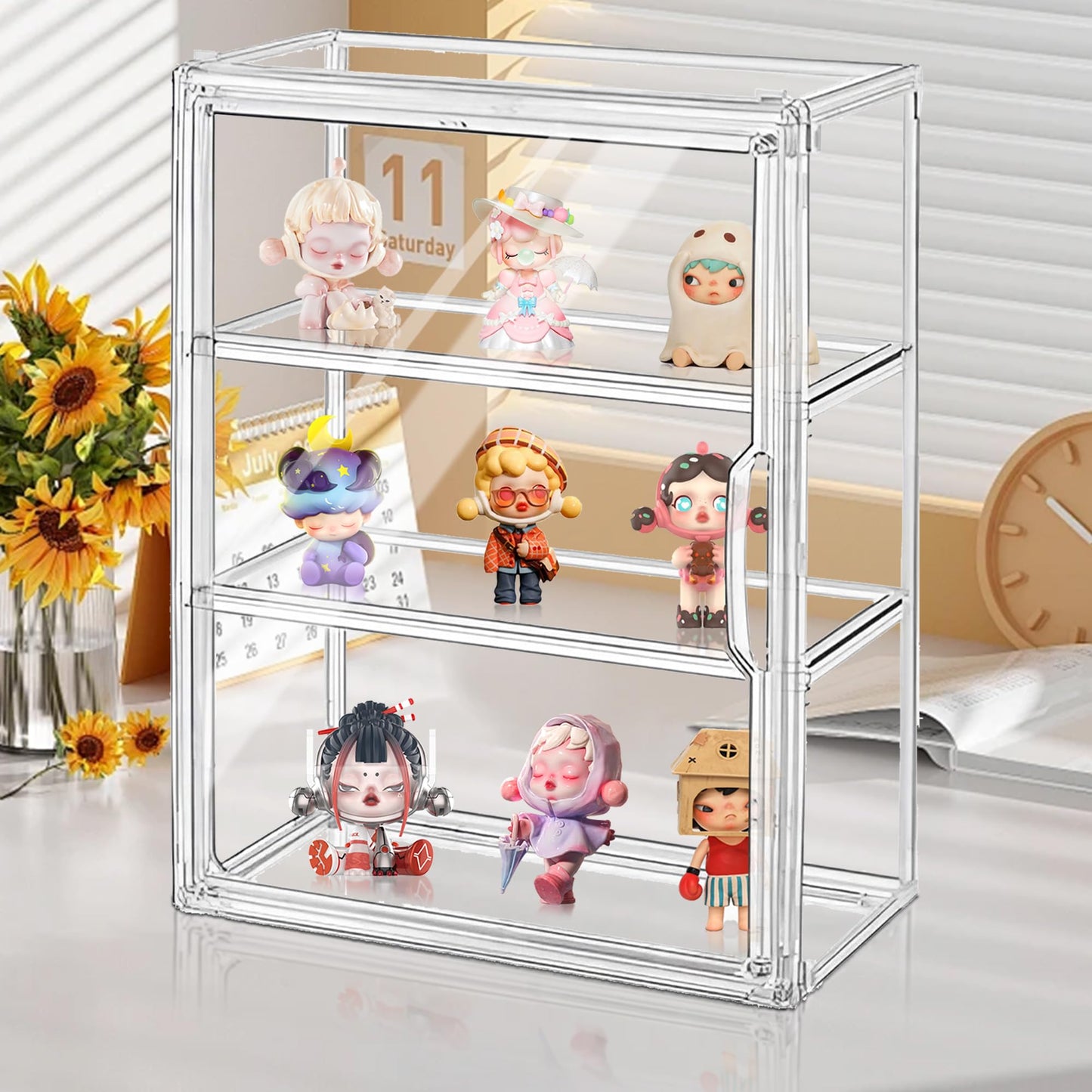 Montex Modern 3-Tier Clear Acrylic Display Case for Collectibles, Figure Display Case (2 Pack)