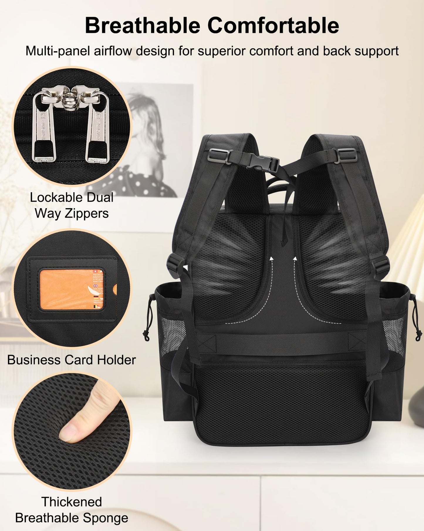 Relavel Makeup Backpack, Extra Large Makeup Bag with 5 Removable Pouches, Professional Makeup Artist Kit Travel Train Case Cosmetic Organizer Box for Nail Polish, Hair Tools, Barber Supplies, Black