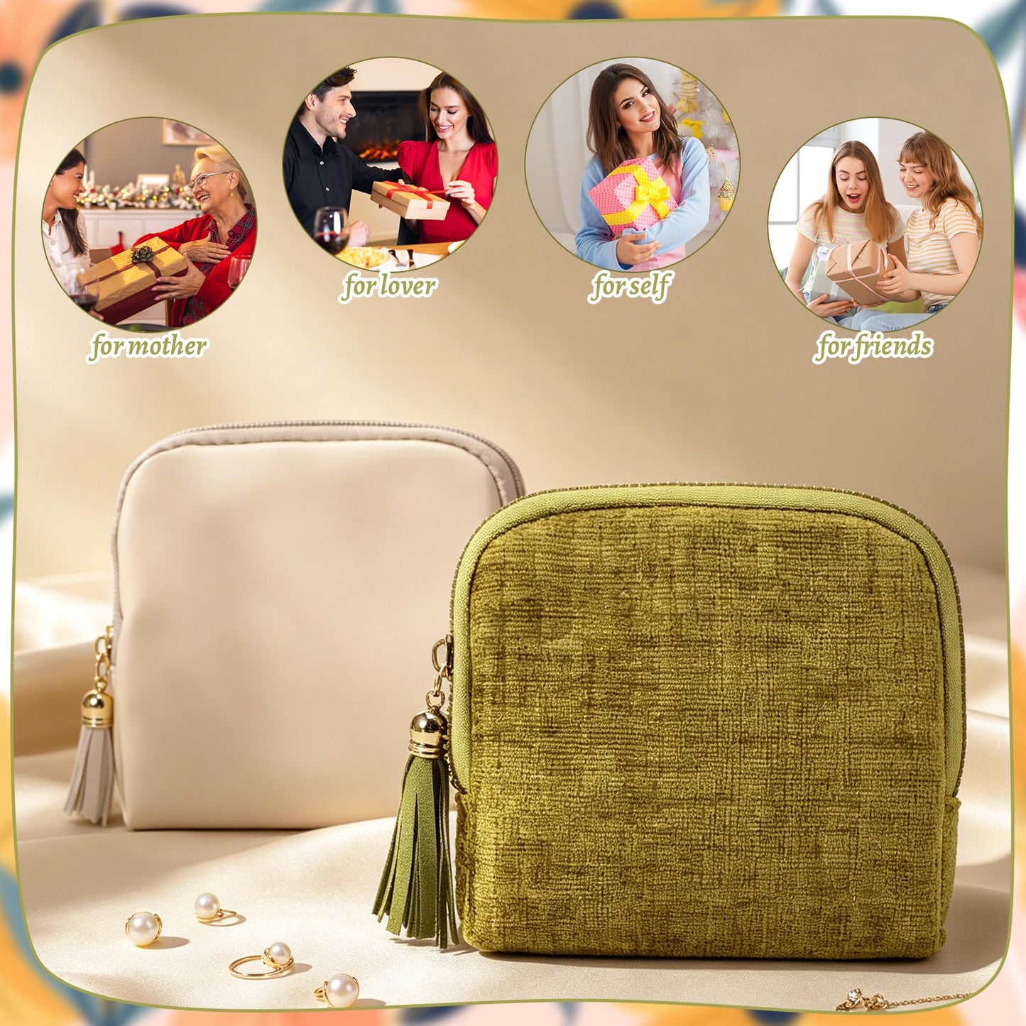 JATEBI 2 Pack Small Travel Jewelry Case, Jewelry Organizer Pouch Bags with Compartments Zipper for Bracelet Earring Ring Holder, Christmas Birthday Gift for Mom Wife