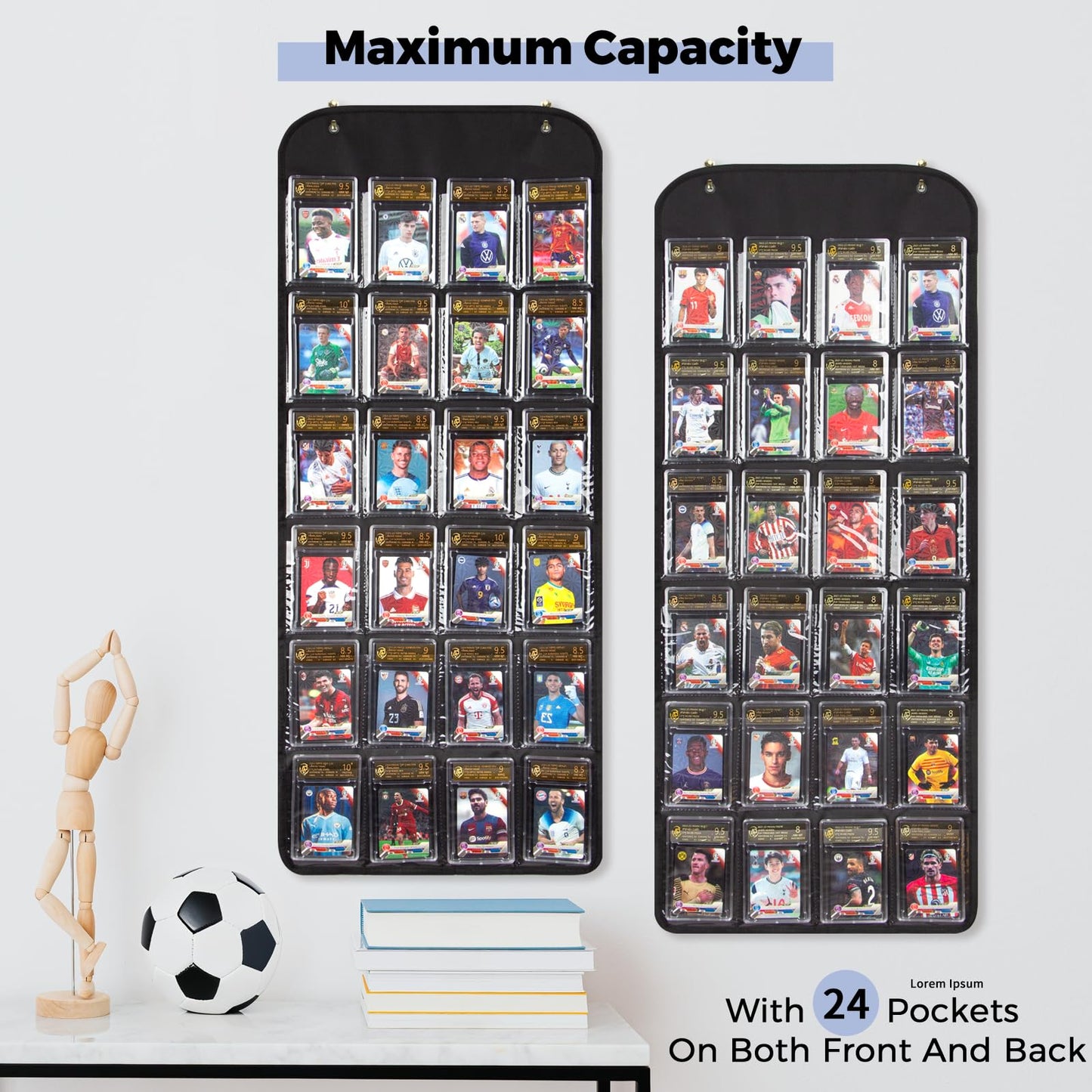 [2 Pack] PSA Trading Card Display Case, 48 Slots Holder for PSA-Graded Cards, Perfect for Display Trading Cards, Baseball, Football, and Basketball Sports Cards PSA Card Storage (Black-2 Pack)
