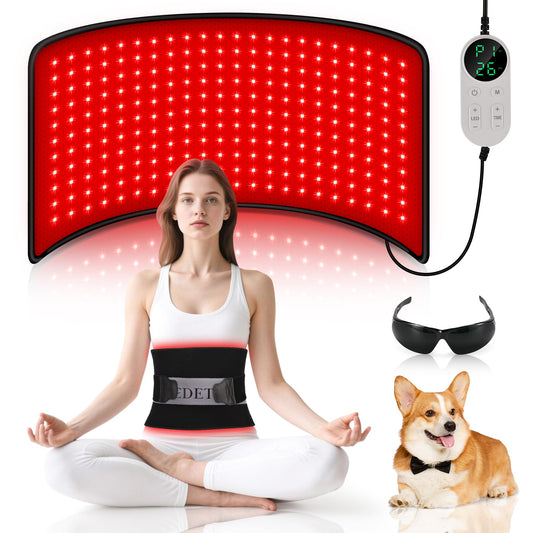Pedete Red Light Therapy Pad for Body, 24’’×12’’ Large Infrared Light Therapy Panel with Timer Remote Control, 660nm 850nm Home Office Daily Use on Back Shoulder Knee Leg & Pets (with Elastic Strap)