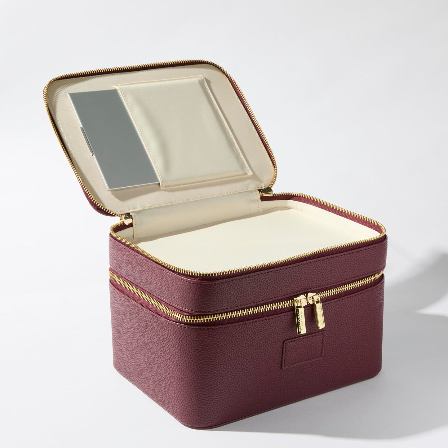 ETOILE - Duo Vanity Case Burgundy - Large Functional Travel Makeup Bag Organizer with Removable Divider & Mirror
