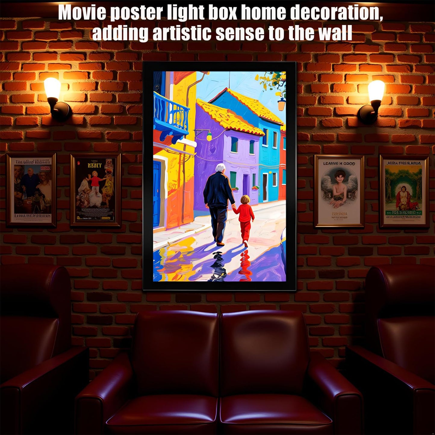 QI XING Led Poster Frame 16x24 Inch, Poster Lights for Wall,Movie Poster Frame with Dimmer Swich,Wall Mounted Magnetic Led Lightbox Display,Backlit Display Horizontally and Vertically
