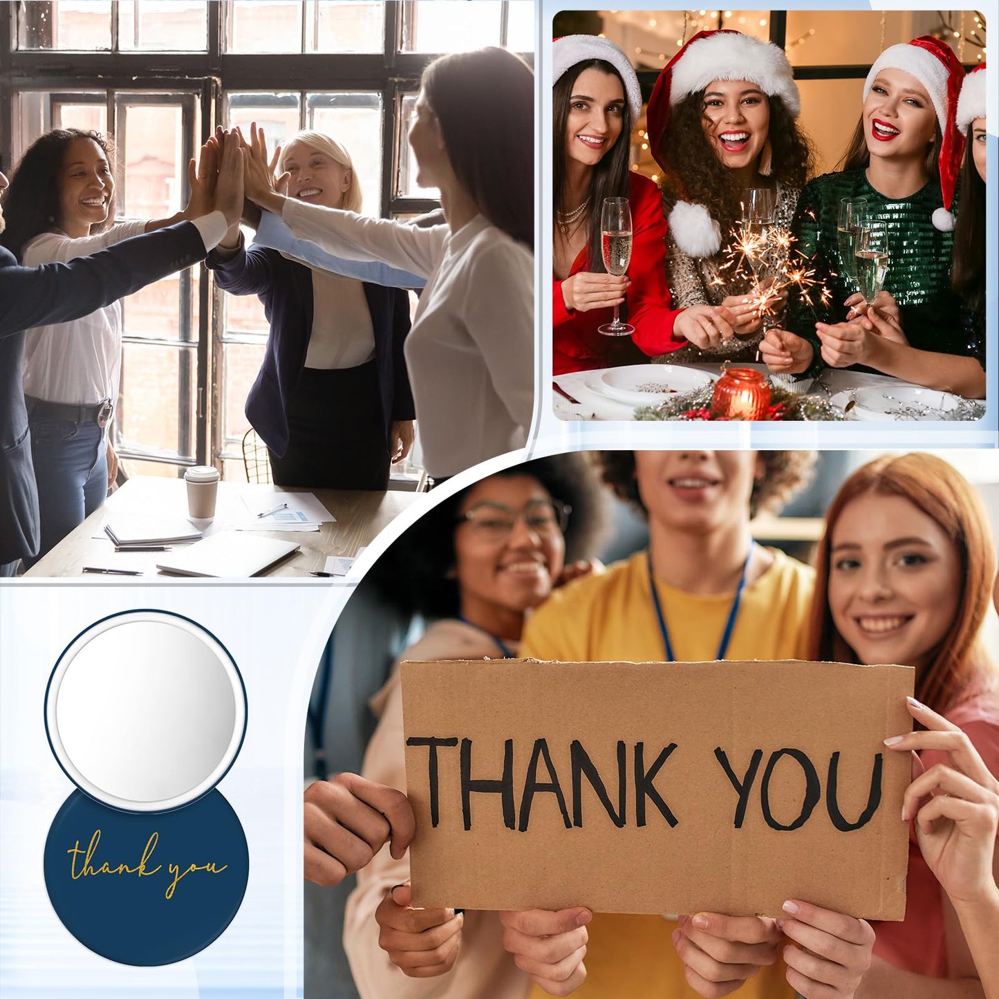 Tioncy 30 Pcs Thank You Gifts Bulk Compact Mirror for Women Bulk Gifts Mini Pocket Mirror Thank You Gift for Women Employee Staff Coworker(Blue Series)