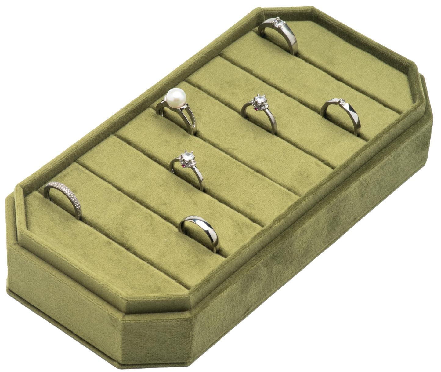 COWFEX Velvet Ring Organizer Display Tray Jewelry Box Earring Holder Case