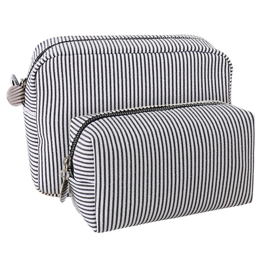 CALINNL 2pcs Makeup Bag Travel Toiletry Bag for Women Lightweight Make Up Bag Purse Organizer Pouches Large Cosmetic Bag Small Makeup Pouch Medicine Bag Travel Essentials for Women Black
