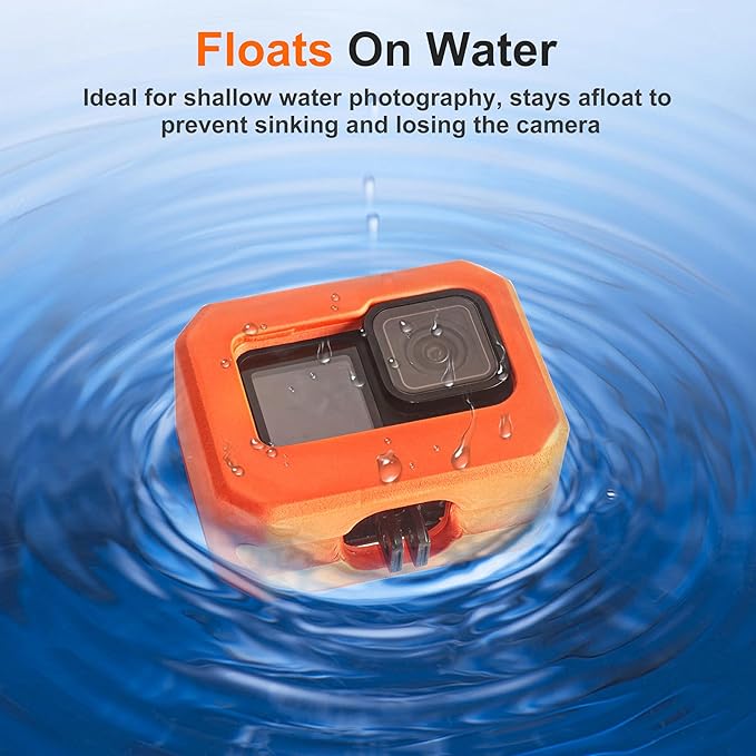FitStill Floaty Soft Foam Case&Floating Hand Grip Stick Set for Go Pro Hero 13/12/11/10/9 Black,Snorkeling Surfing,Wakeboarding Protective Cage housing Shell Cover Action Camera Accessories Kit