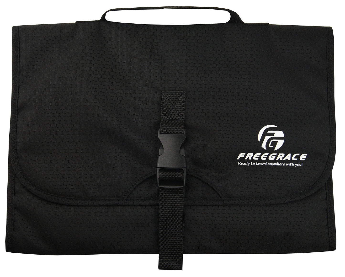 Freegrace Premium Hanging Toiletry Bag for Travel - Cosmetic, Jewelry, Toiletry, Makeup & Accessory Storage Organizer Bag, Large Size for Women & Men (Black)