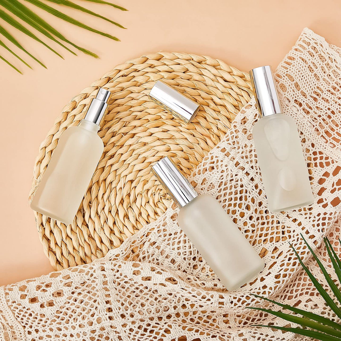 Tessco for you 20 Pcs 30/60/100 ml Glass Spray Bottles Frosted Empty Perfume Bottle Atomizer Refillable Clear Bottle with Fine Mist Sprayer Pump for Room Face Travel Business (Silver, 3.4 oz)