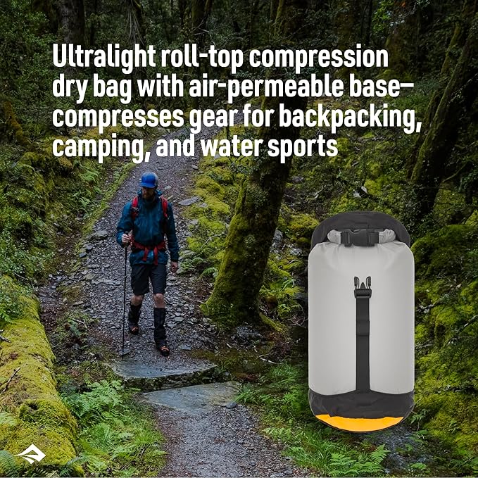 Sea to Summit eVac Ultra-Lightweight Compression Dry Bag, Waterproof Dry Storage, 5 Liter, High Rise Grey