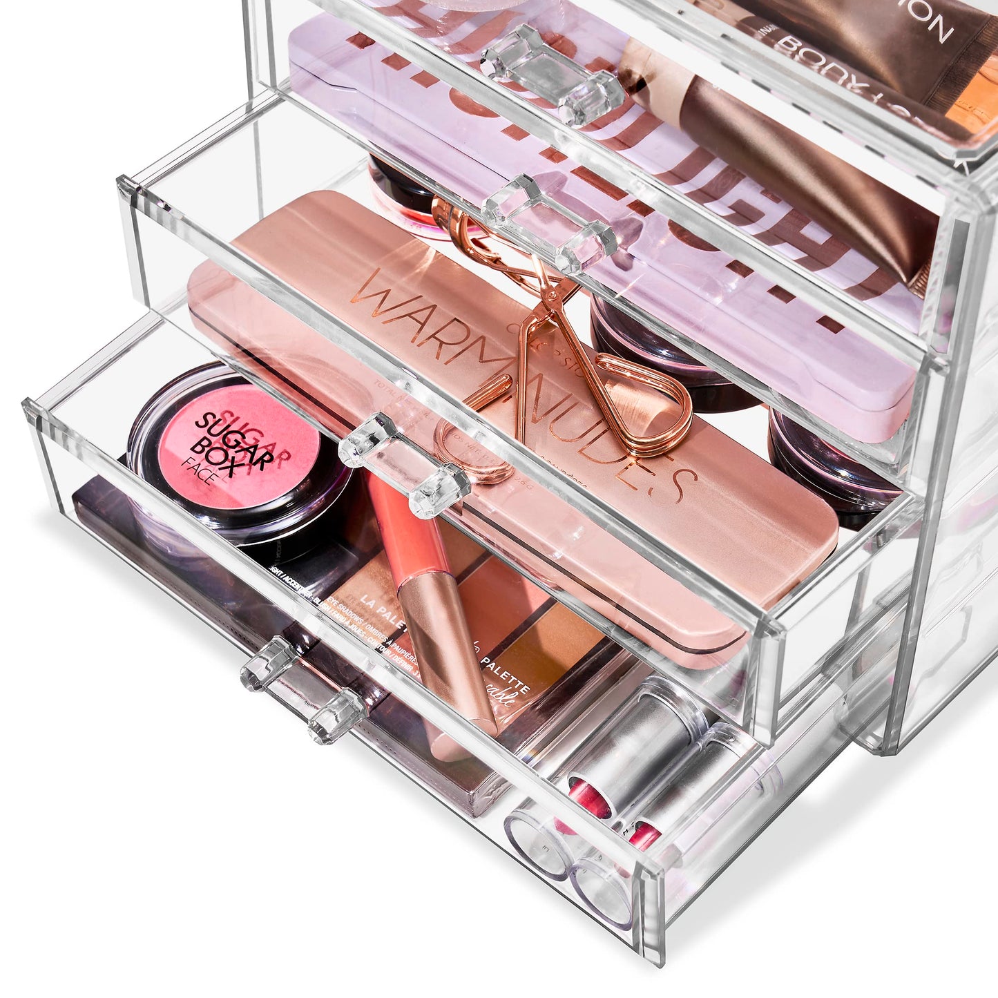 Sorbus Acrylic Makeup Organizer Set, 4-Drawer Vanity & Countertop Cosmetic Storage with Wide Drawers, Clear Makeup Storage for Brushes, Lipsticks, Jewelry – Holiday Gift for Women & Teens