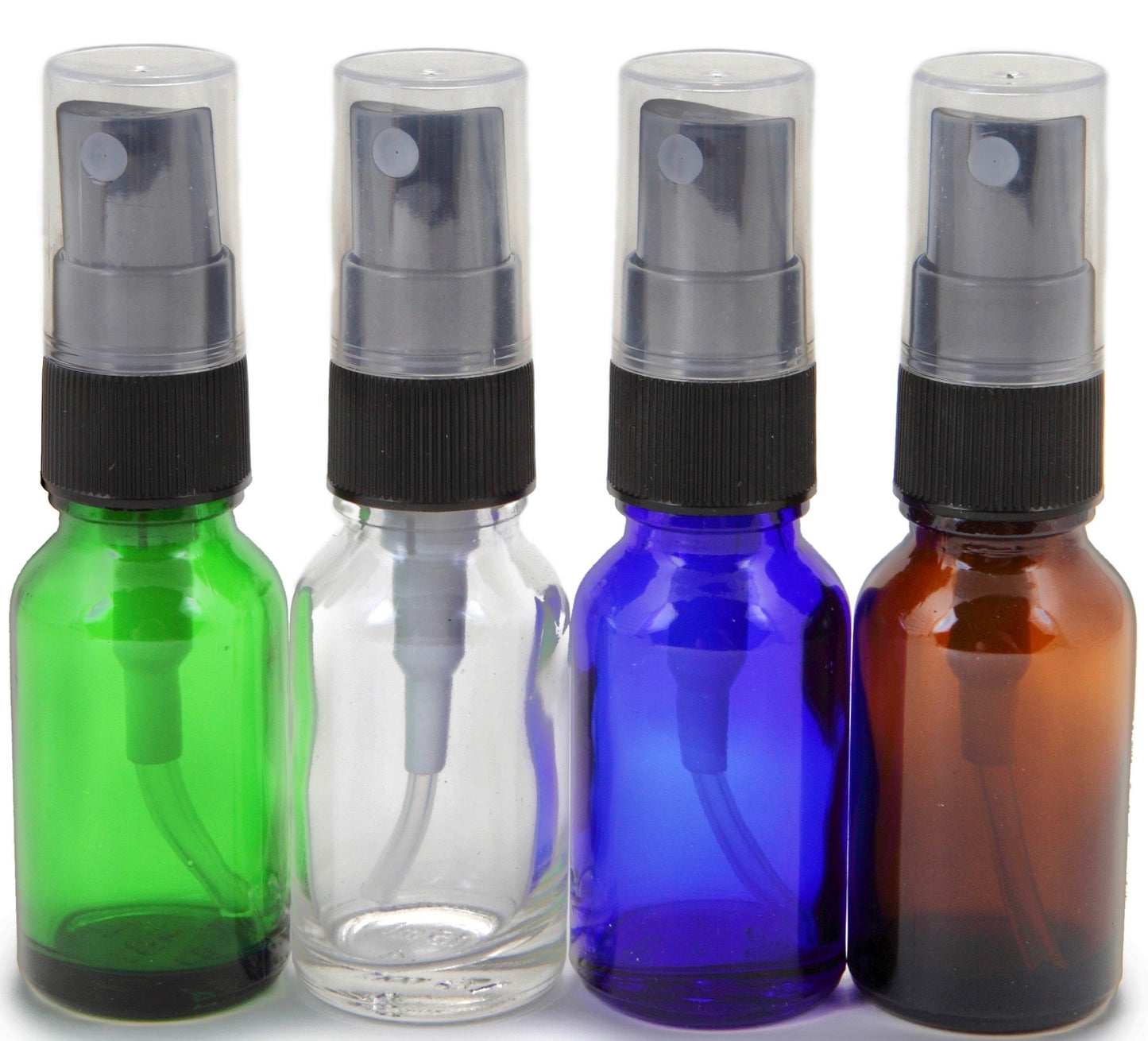 Vivaplex, 24, Assorted Colors, 15 ml (1/2 oz) Glass Bottles, with Black Fine Mist Sprayer's