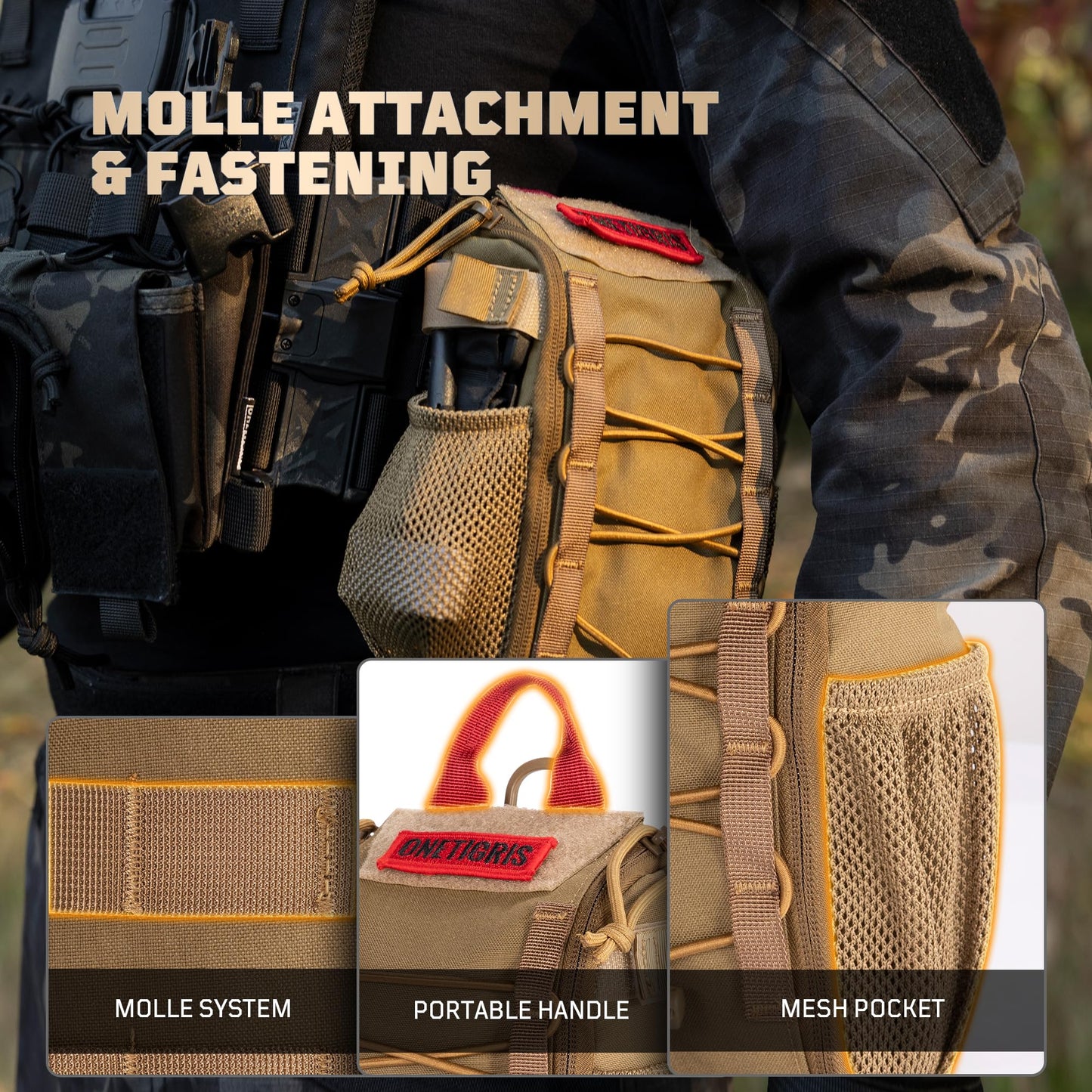 OneTigris Large IFAK Pouch, Tactical MOLLE Medical Bag with Internal Organizers, Rip-Away EMT Trauma Kit Pouch for Outdoor Hiking, Camping, Hunting & Emergency Prep (Empty)