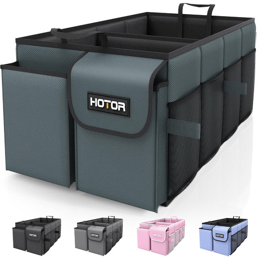 HOTOR Trunk Organizer for Car - Car Organizer, Foldable Trunk organizer for SUVs & Sedans, Sturdy Organization for Car Accessories, Tools, Sundries, Deep Teal, 2 Compartments, 21.3"×12.6"×10.6"