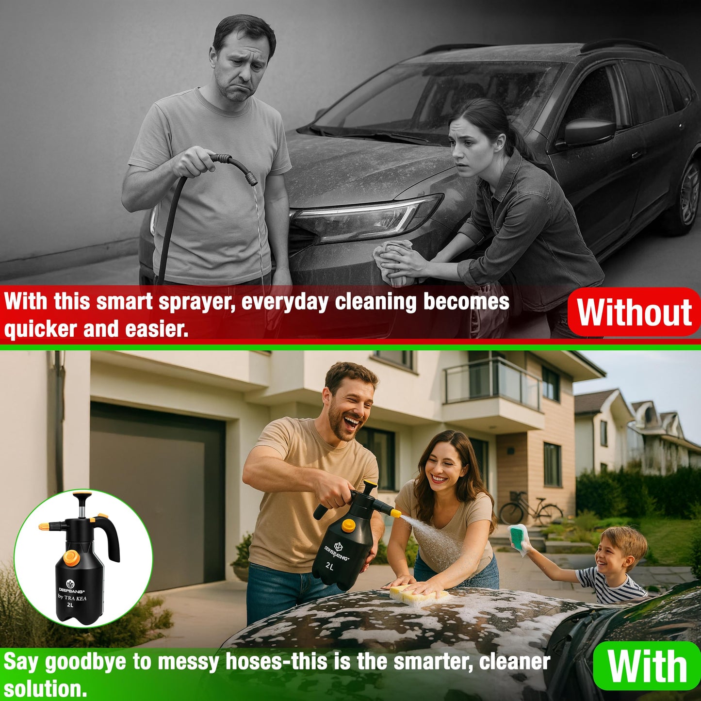 Premium 2L Handheld Pump Sprayer Adjustable Watering Nozzle Continuous Spray Bottle for Gardening and Household Cleaning – Heavy Duty Chemical Resistant