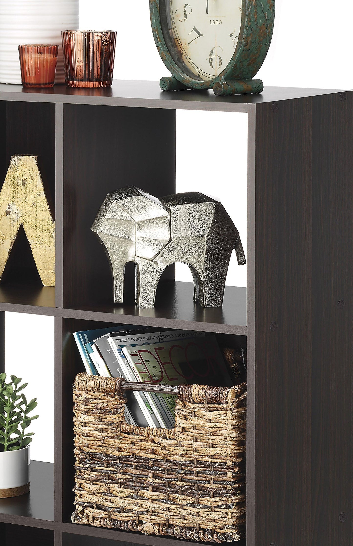 Whitmor 9 Cube Storage Organizer, 3 Tier Stackable Mdf Wood Bookcase, Open Storage Display Bookshelf, Storage Cabinet for Living Room, Bedroom, Home, Office, 35.5"L x 11.7"W x 35.5"H, Espresso