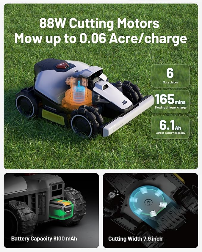 Mammotion LUBA mini AWD 1500 Robot Lawn Mower with 4G for 0.37 Acre, All-Wheel-Drive for 80% Slope, No Perimeter Wire, UltraSense AI Vision+RTK Auto-Mapping, Cutting Height 0.8"-2.6"