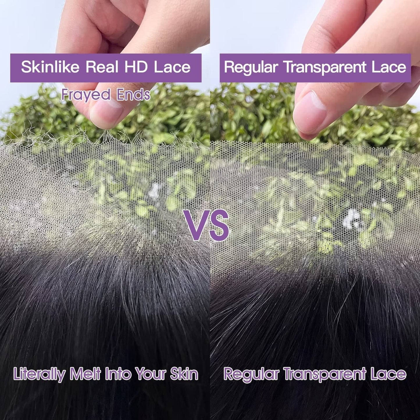 Lemoda Full 13x6 SKINLIKE Real HD Lace Wigs Straight Virgin Human Hair 20inch 200% Density 13x6 Full Lace Frontal Wigs Invisible 0.1mm Ultra-thin Frayed Ends Lace Front Wig Pre Plucked Tiny Knots