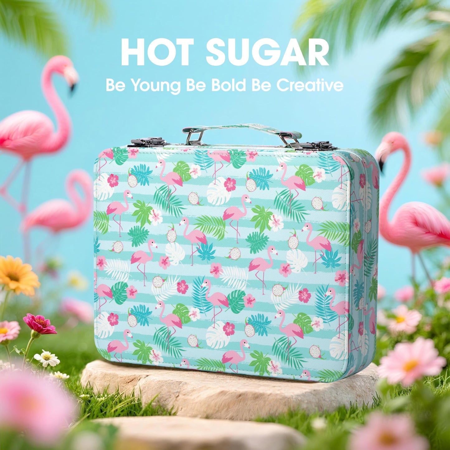 Hot Sugar Makeup Kit for Teenager Girls 13-15, All in One Beginner Makeup Kit for Women Full Kit, Teen Cosmetic Gift Set on Birthday Christmas (Green Flamingo)
