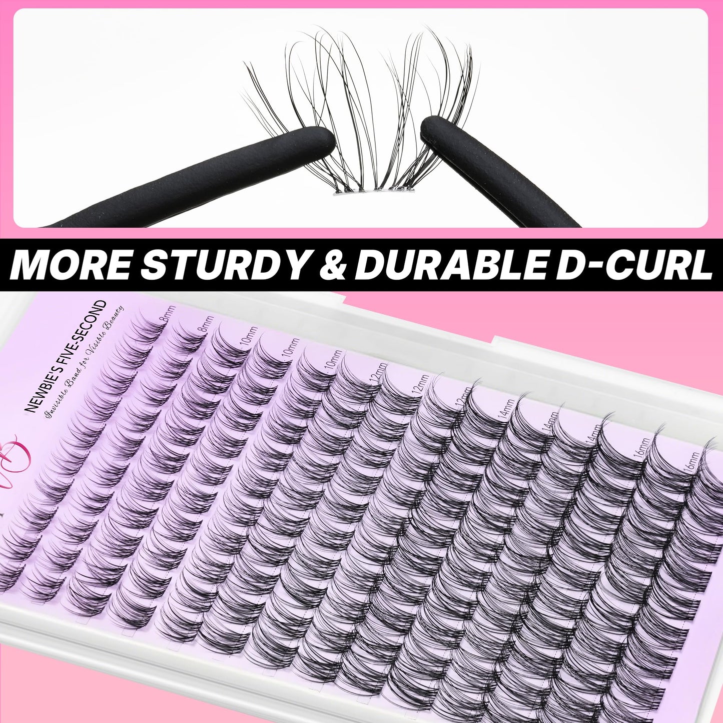 VEYESBEAUTY Aliva Cluster Lashes Kit Individual Lash Extensions Newbie's Five-Second DIY Dramatic Volume Eyelash Spider Wispy Faux Mink Lash Mixed Length Tray with Bond & Seal, Applicator at Home