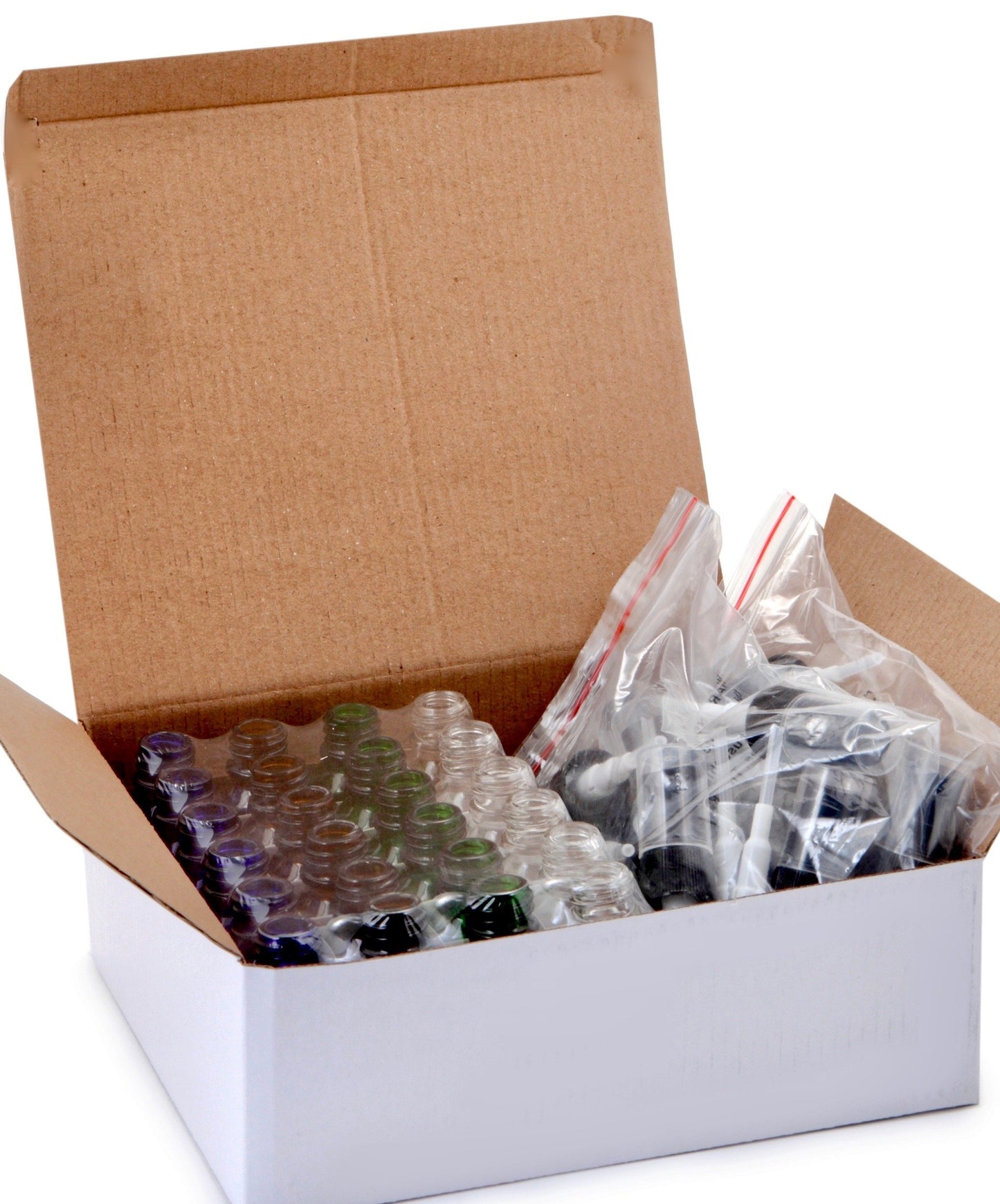 Vivaplex, 24, Assorted Colors, 15 ml (1/2 oz) Glass Bottles, with Black Fine Mist Sprayer's