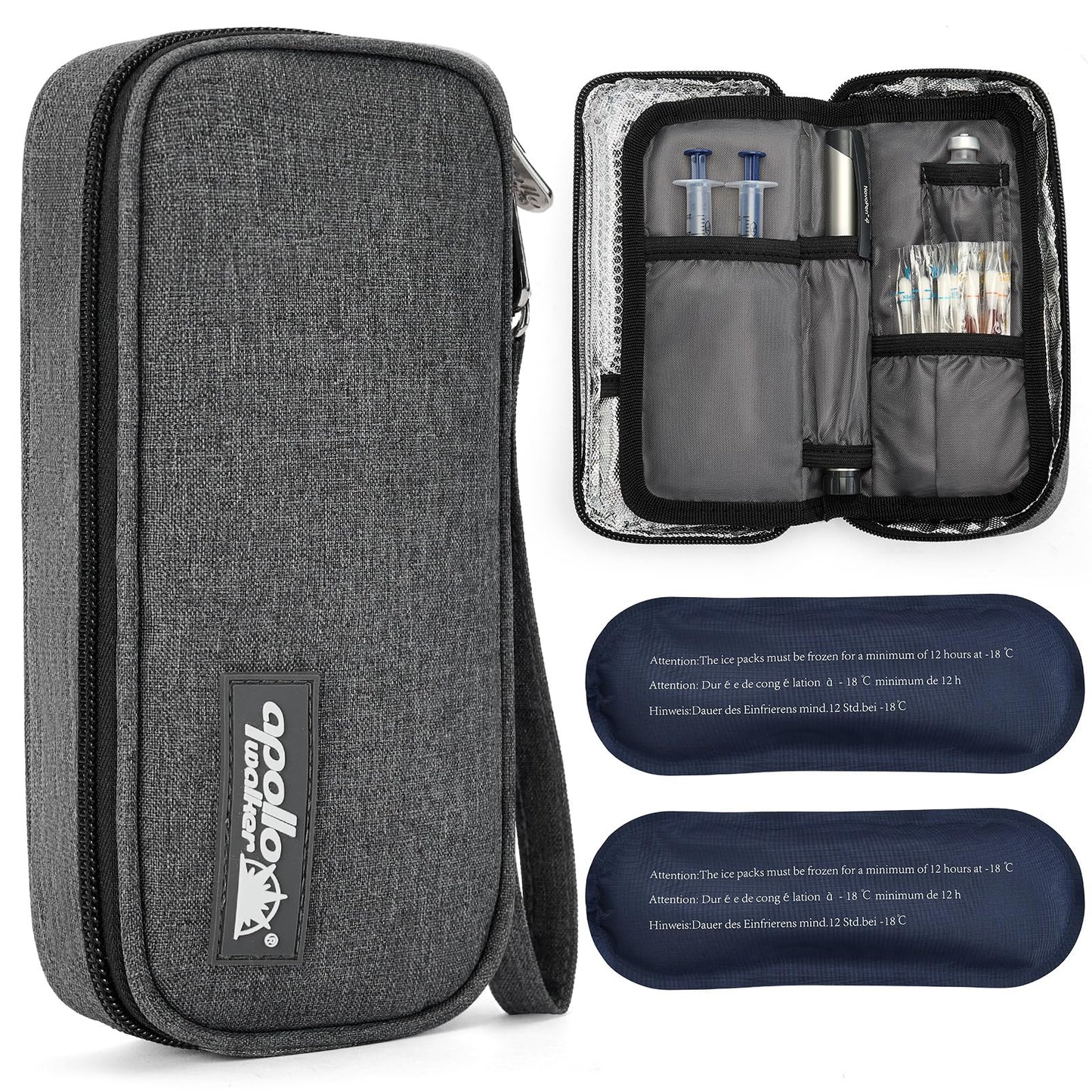 apollo walker Insulin Cooler Travel Case Diabetic Medication with Ice Packs and Insulation Liner insulin cooler travel case tsa approved